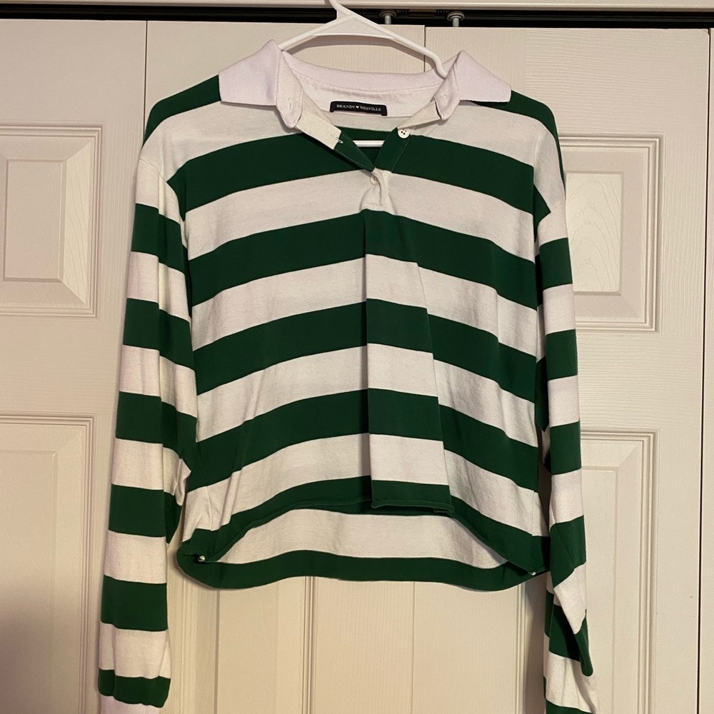 Striped crop collar shirt